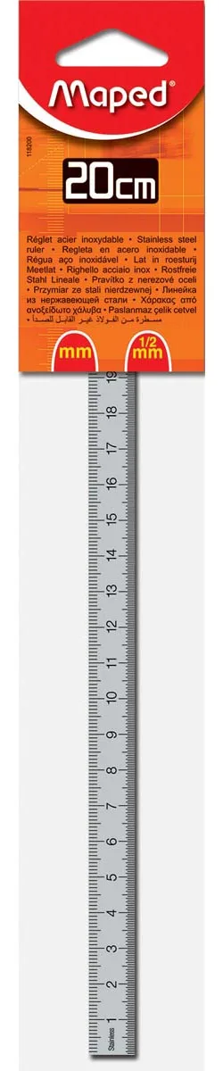 Maped lat Staal, dubbele graduatie, 20 cm — detail 2