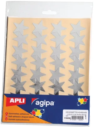 Agipa metallic stickers, blister met 128 stuks, goud en zilver, ster 35 mm — fantasiesticker