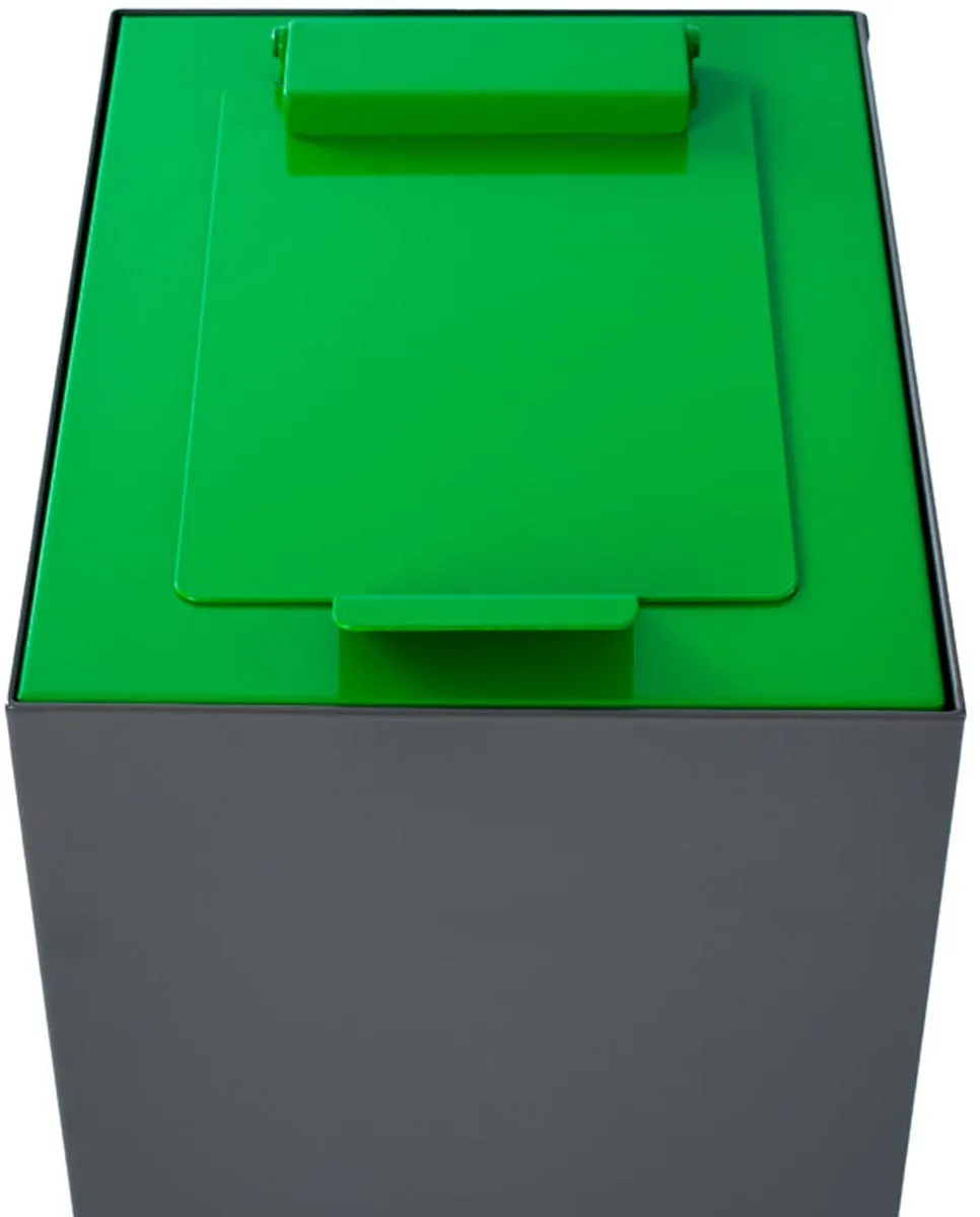 V-Part top met klep voor modulaire afvalbak 60 l, groen — detail 2