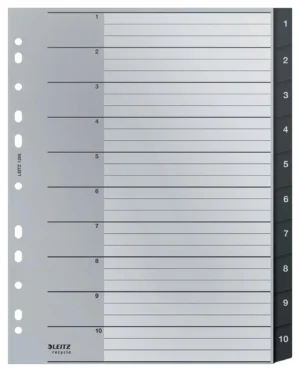 Leitz Recycle tabbladen, ft A4, 11-gaatsperforatie, PP, zwart, 1-10 — detail 2