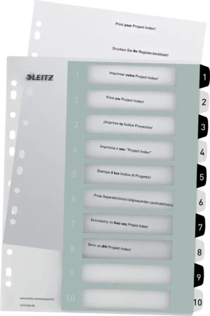 Leitz WOW printbare index, 10 tabs, zwart-wit — detail 2