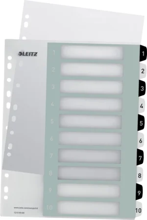 Leitz WOW printbare index, 10 tabs, zwart-wit — personaliseerbare tabbladen