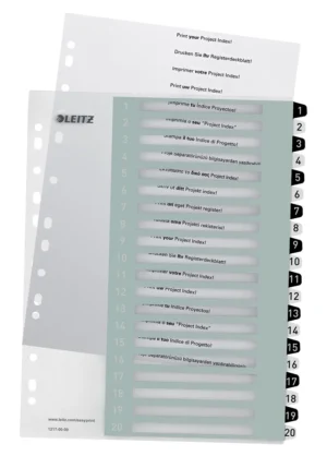 Leitz WOW printbare index, 20 tabs, zwart-wit — detail 2