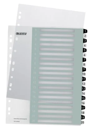 Leitz WOW printbare index, 20 tabs, zwart-wit — personaliseerbare tabbladen