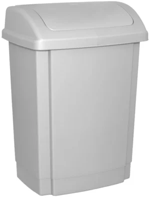 OFFICE products vuilbak, met swing deksel, 25 l, grijs — vuilnisbak