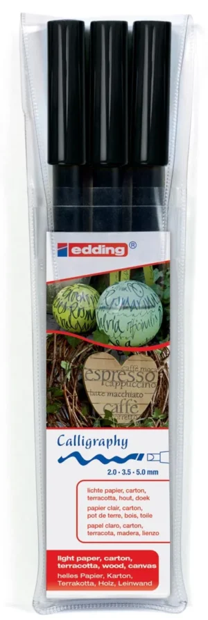 Edding Calligraphy Pen e-1255 etui van 3 stiften in geassorteerde schrijfbreedtes — kalligrafie