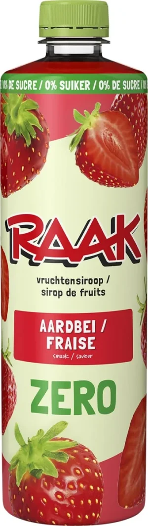Raak siroop aardbei Zero Sugar, fles van 75 cl — drank en eetwaren