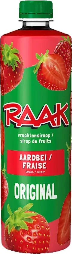 Raak siroop aardbei, fles van 75 cl — drank en eetwaren