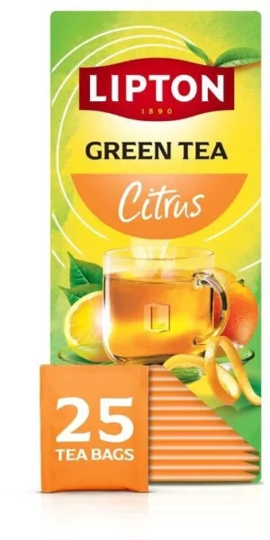 Lipton thee Feel Good Selection, Groene thee citrus, doos van 25 zakjes — drank en eetwaren