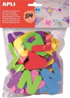 Apli Kids schuimrubber letters, blister met 104 stuks in geassorteerde kleuren — knutsel- en decoratiemateriaal
