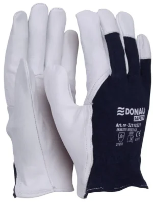 DONAU SAFETY werkhandschoenen, wit-blauw, XL, maat 10 — veiligheidstoebehoren
