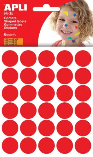 Apli Kids stickers, cirkel diameter 20 mm, blister met 180 stuks, rood — fantasiesticker