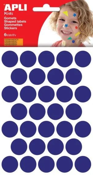 Apli Kids stickers, cirkel diameter 20 mm, blister met 180 stuks, blauw — fantasiesticker