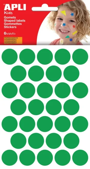 Apli Kids stickers, cirkel diameter 20 mm, blister met 180 stuks, groen — fantasiesticker