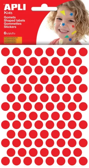 Apli Kids stickers, cirkel diameter 10,5 mm, blister met 528 stuks, rood — fantasiesticker