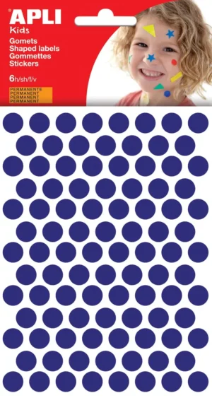 Apli Kids stickers, cirkel diameter 10,5 mm, blister met 528 stuks, blauw — fantasiesticker
