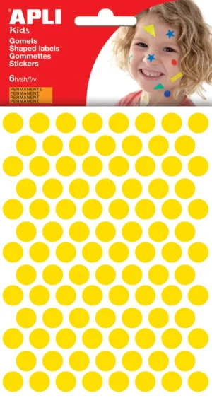 Apli Kids stickers, cirkel diameter 10,5 mm, blister met 528 stuks, geel — fantasiesticker