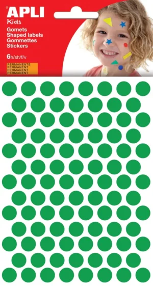 Apli Kids stickers, cirkel diameter 10,5 mm, blister met 528 stuks, groen — fantasiesticker