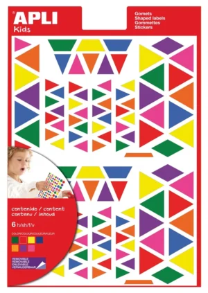 Apli Kids verwijderbare stickers, driehoek, blister met 720 stuks in geassorteerde kleuren en groottes — fantasiesticker