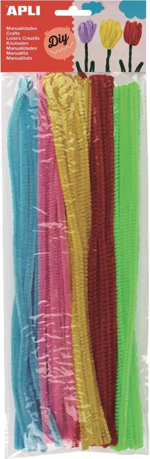 Apli chenilledraad, blister met 50 stuks in geassorteerde fluo kleuren — knutsel- en decoratiemateriaal