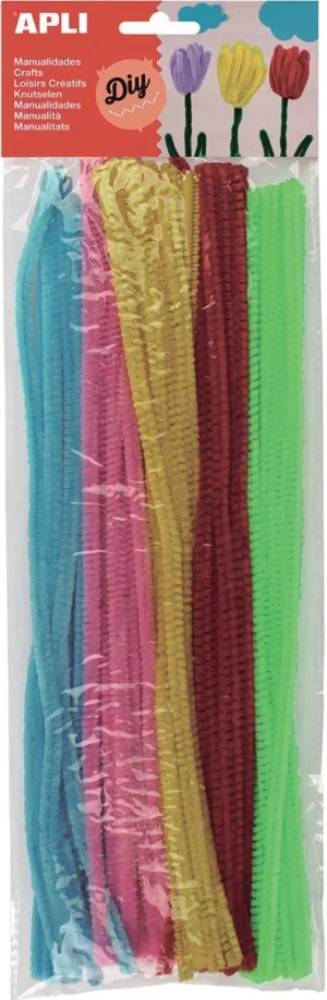 Apli chenilledraad, blister met 50 stuks in geassorteerde fluo kleuren — detail 2