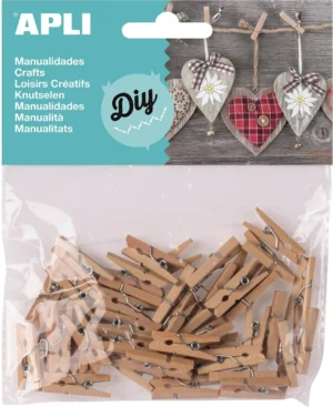 Apli houten mini wasknijpers, blister met 45 stuks — knutsel- en decoratiemateriaal