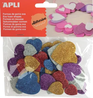 Apli Kids zelfklevende glitter harten, blister met 50 stuks — knutsel- en decoratiemateriaal