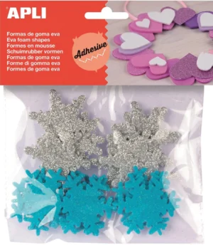 Apli Kids zelfklevende glitter sneeuwvlokken, blister met 22 stuks — knutsel- en decoratiemateriaal