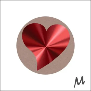 Etiket bedrukt, op rol, diameter 39 mm, 500 stuks, kraft, Love hartje — etiketten