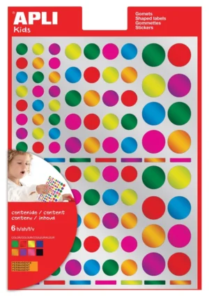 Apli Kids stickers, cirkel, blister met 624 stuks in geassorteerde metallic kleuren en groottes — fantasiesticker