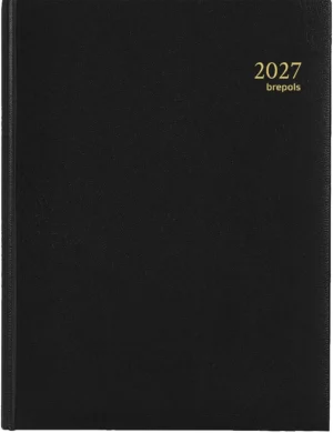 Zwarte Brepols Timing Lima kantooragenda 2027 met kunstlederen kaft
