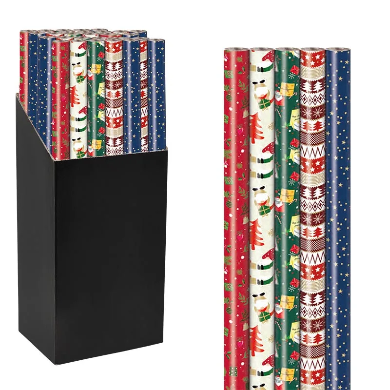 Roll geschenkpapier Kerst Mix van 70 cm breed met geassorteerde kerstmotieven