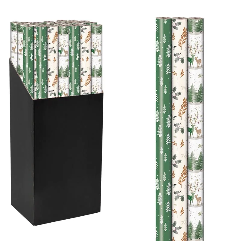 Rol Merkloos VH geschenkpapier Kerst Luxe van 70 cm bij 2 m in assorti kleuren
