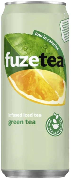Fuze Tea frisdrank, niet-bruisend, sleek blik van 33 cl, pak van 24 stuks, groene thee — drank en eetwaren