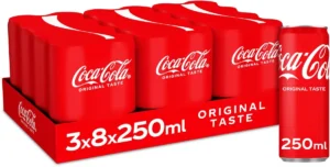 Coca-Cola frisdrank, sleek blik van 25 cl, pak van 24 stuks — drank en eetwaren