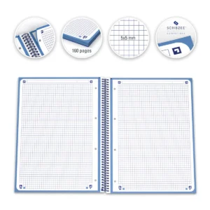 Oxford School Classic Europeanbook spiraalblok, ft A4+, 160 bladzijden, geruit 5 mm, donkerblauw — detail 2