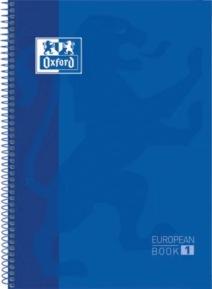Oxford School Classic Europeanbook spiraalblok, ft A4+, 160 bladzijden, geruit 5 mm, donkerblauw — collegeblok