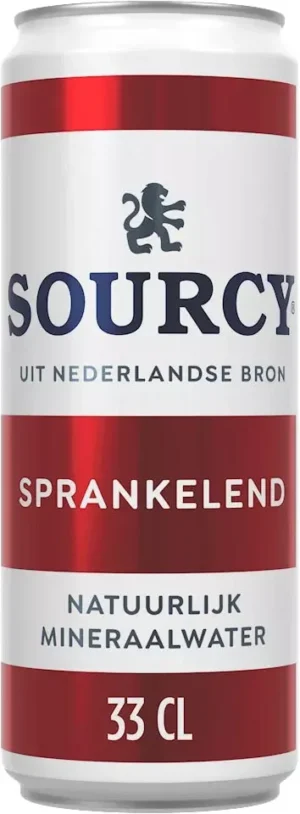 Sourcy mineraalwater, licht bruisend, blik van 33 cl, pak van 24 stuks, rood — drank en eetwaren