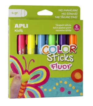 Apli Kids color sticks fluor, blister met 6 stuks — plakkaatverf
