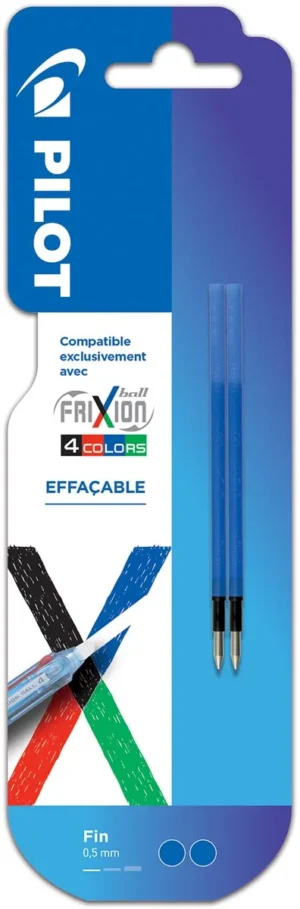 Pilot vullingen voor Frixion Ball 4-kleurenroller, fijn, blauw, pak van 2 stuks — vullingen voor rollers