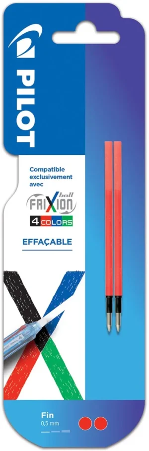 Pilot vullingen voor Frixion Ball 4-kleurenroller, fijn, rood, pak van 2 stuks — vullingen voor rollers