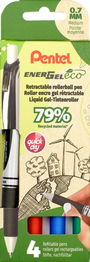 Pentel roller Energel BL77E-4, 0,7 mm, assorti, set van 4 stuks — gelroller
