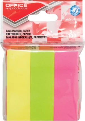 OFFICE products index, 26 x 76 mm, ophangzakje van 3 x 100 tabs, geassorteerde kleuren — tabs - markeren