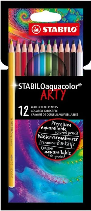 STABILOaquacolor kleurpotlood ARTY, etui van 12 stuks, assorti — aquarelpotlood