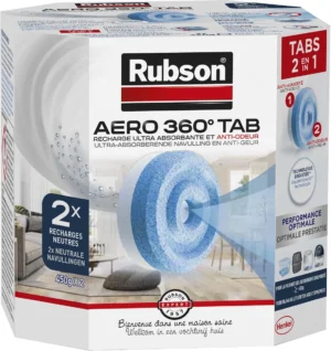 Doos met twee neutrale Rubson AERO 360 navultabs van 450 g