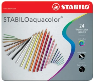 STABILOaquacolor kleurpotlood, metalen doos van 24 stuks in geassorteerde kleuren — aquarelpotlood