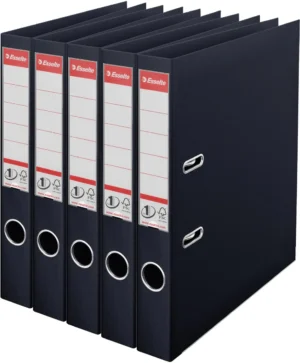 Esselte ordner Power N°1, rug van 5 cm, zwart, pak van 5 stuks — ordners uit kunststof