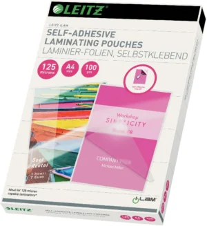 Leitz iLAM lamineerhoes ft A4, 250 micron (2 x 125 micron), zelfklevend, pak van 100 stuks — toebehoren voor lamineermachines