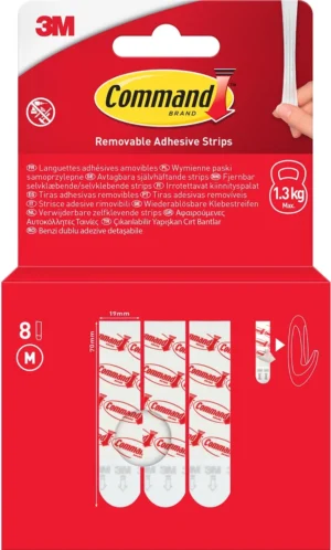 Command kleefstrips, medium, wit, blister van 8 stuks — montagemateriaal