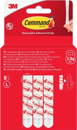Command kleefstrips, large, wit, blister van 8 stuks — montagemateriaal